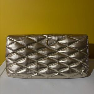 Yves Saint Laurent Champagne Gold Quilted Clutch